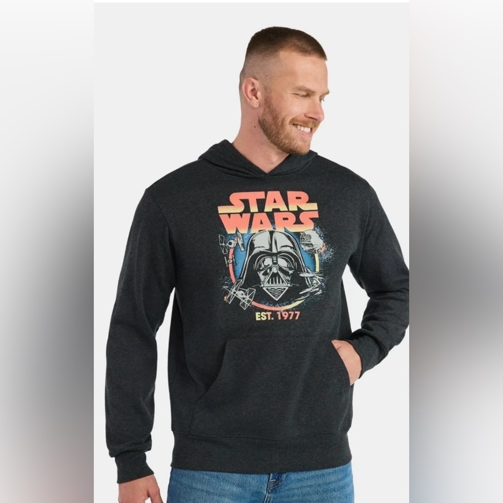 Star Wars Men's Charcoal Hoodie with Vintage Graphic - Picture 1 of 3